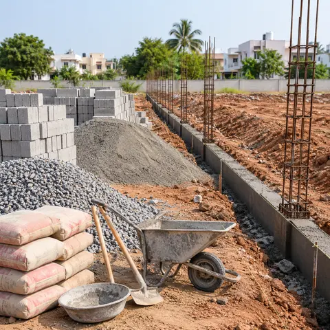 Compound Wall Construction - illustrative material detail
