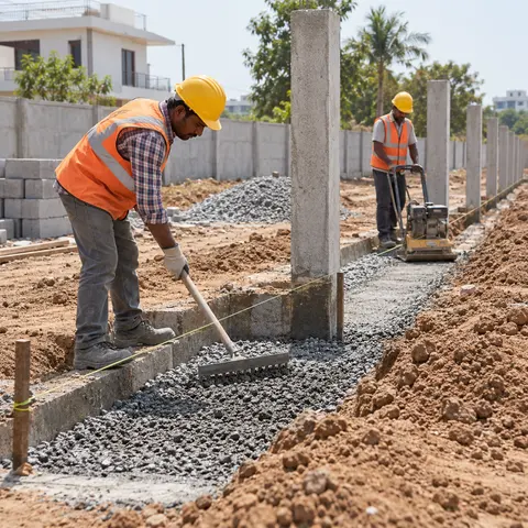 Compound Wall Construction - illustrative surface preparation