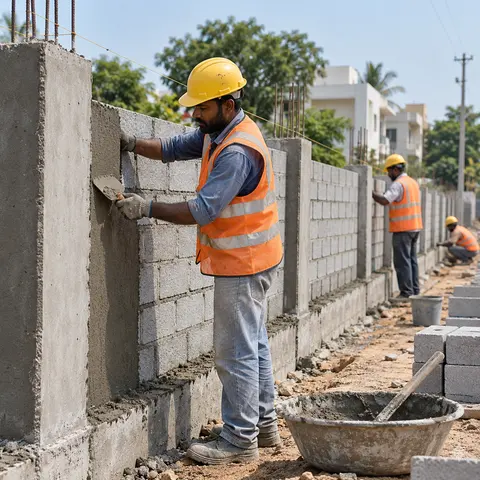 Compound Wall Construction - illustrative installation process