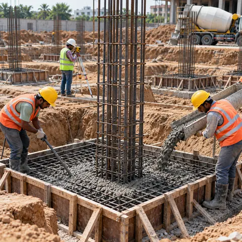 Foundation and Footing Works - illustrative installation process
