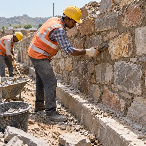 Random Rubble (RR) Masonry - illustrative surface preparation