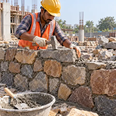 Random Rubble (RR) Masonry - illustrative installation process
