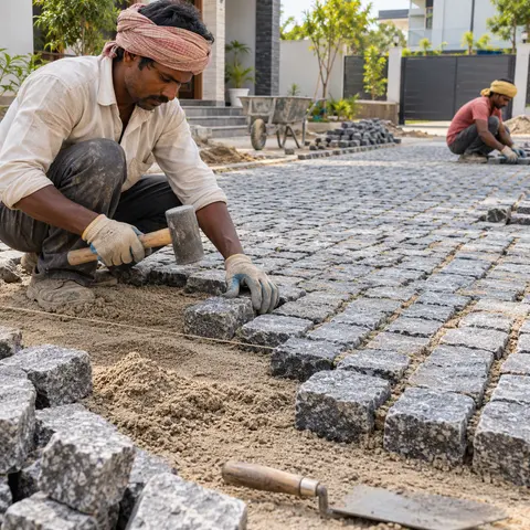 Cobblestone Paving - illustrative material detail