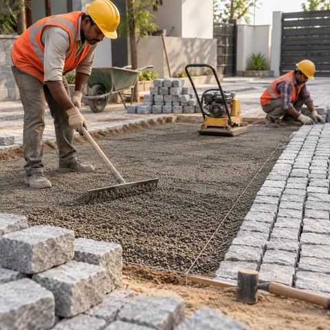 Cobblestone Paving - illustrative surface preparation