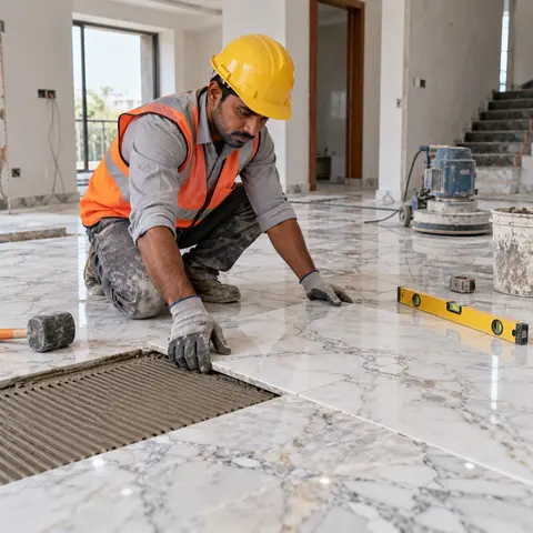Marble Flooring - illustrative installation process