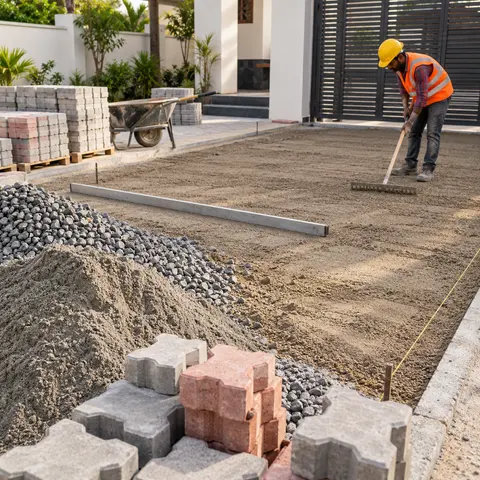 Paver Block Laying - illustrative material detail