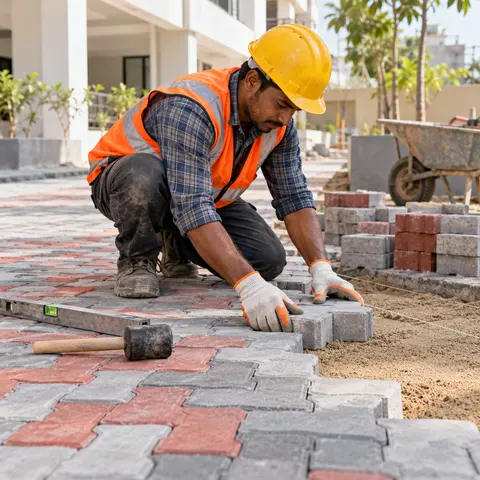 Paver Block Laying - illustrative installation process