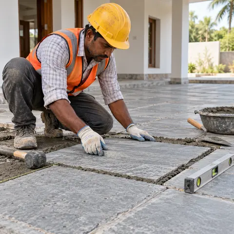 Tandur Stone Flooring - illustrative installation process