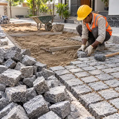 Cobblestone Paving - illustrative material detail