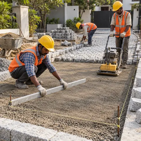 Cobblestone Paving - illustrative surface preparation