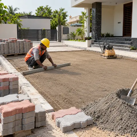 Interlocking Paver Block Installation - illustrative material detail
