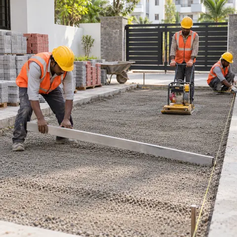 Interlocking Paver Block Installation - illustrative surface preparation