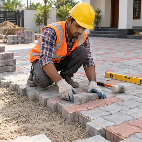 Interlocking Paver Block Installation - illustrative installation process