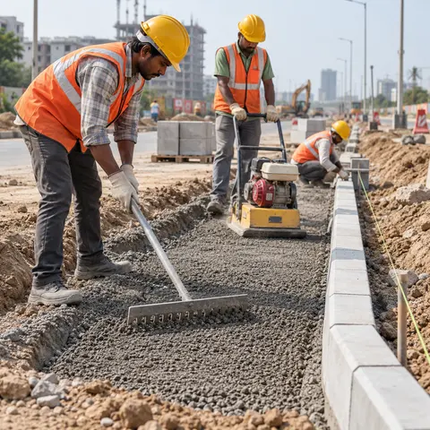 Kerbstone Installation - illustrative surface preparation