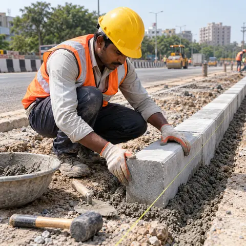 Kerbstone Installation - illustrative installation process