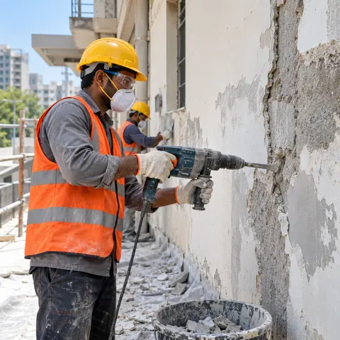 Building Maintenance and Repair Works - illustrative surface preparation