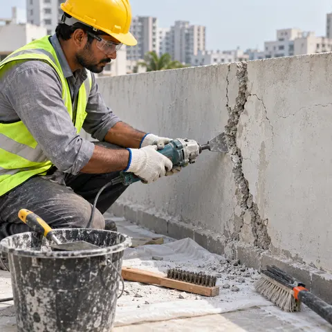 Crack Repair and Surface Restoration - illustrative surface preparation