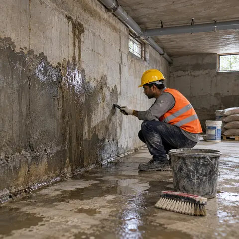 Basement Waterproofing - illustrative material detail