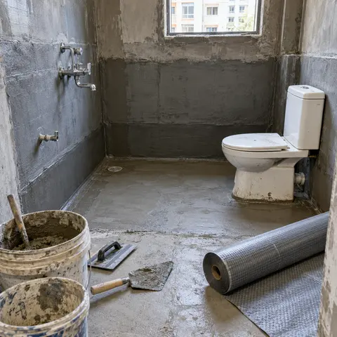 Bathroom and Toilet Waterproofing - illustrative material detail