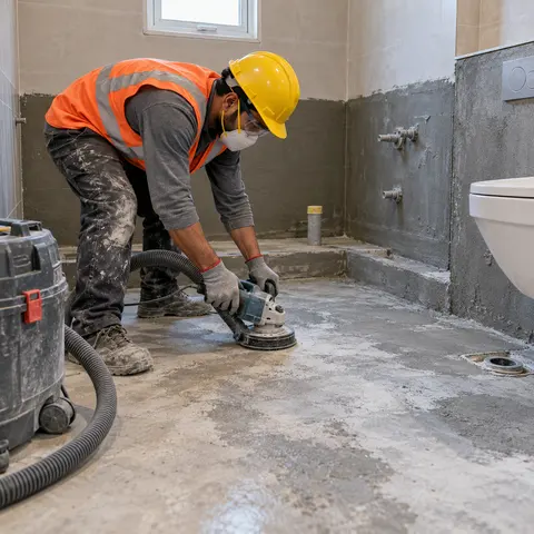 Bathroom and Toilet Waterproofing - illustrative surface preparation