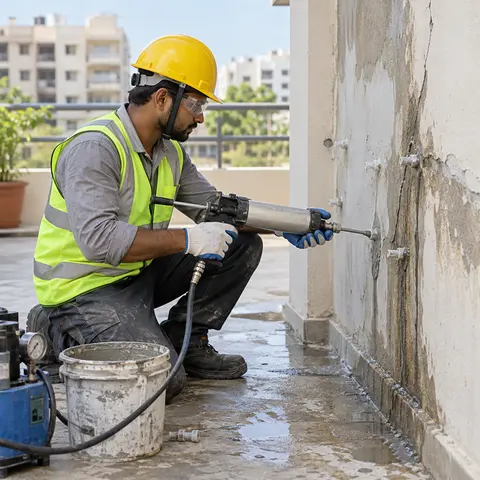Leakage Treatment and Seepage Repairs - illustrative installation process