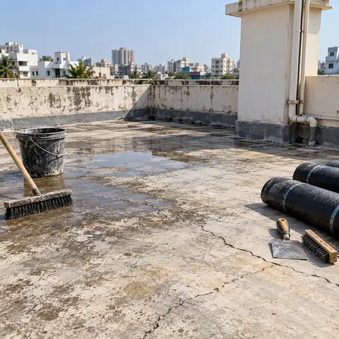 Terrace Waterproofing - illustrative material detail